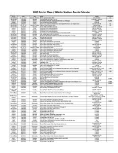 2019 Patriot Place-Gillette Stadium Event Calendar | Patriot Place