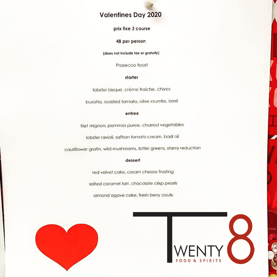 Twenty8 Valentines menu square