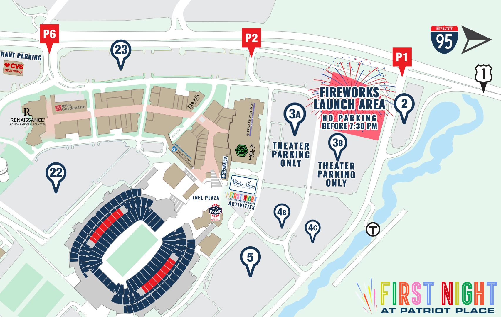 First Night at Patriot Place Map