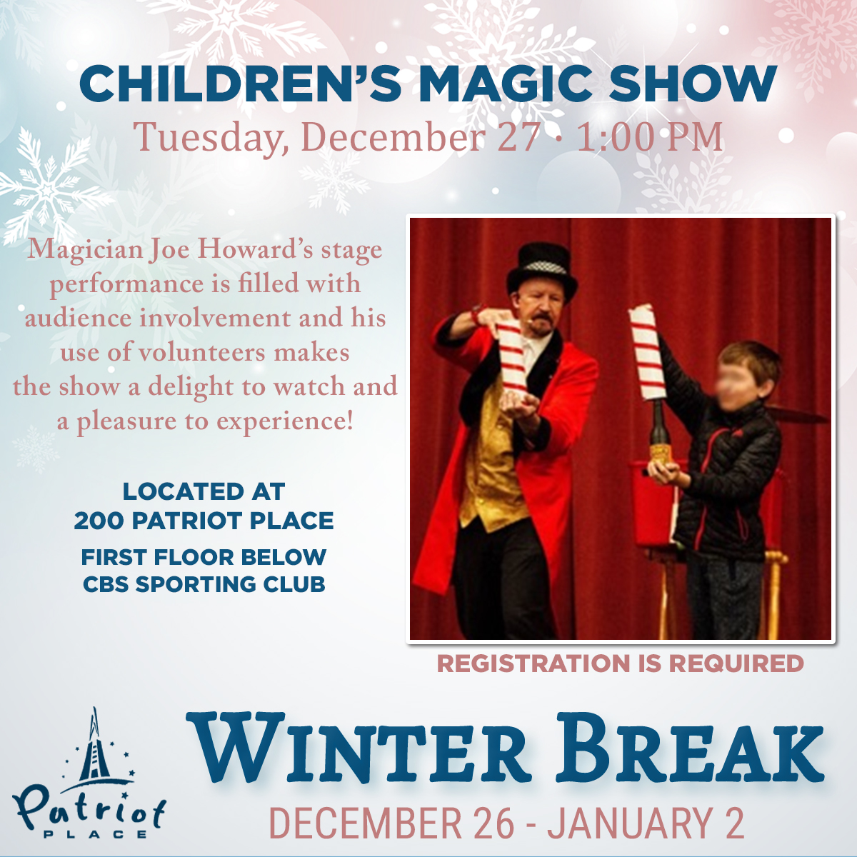 Winter Break Children's Magic Show Tuesday December 27