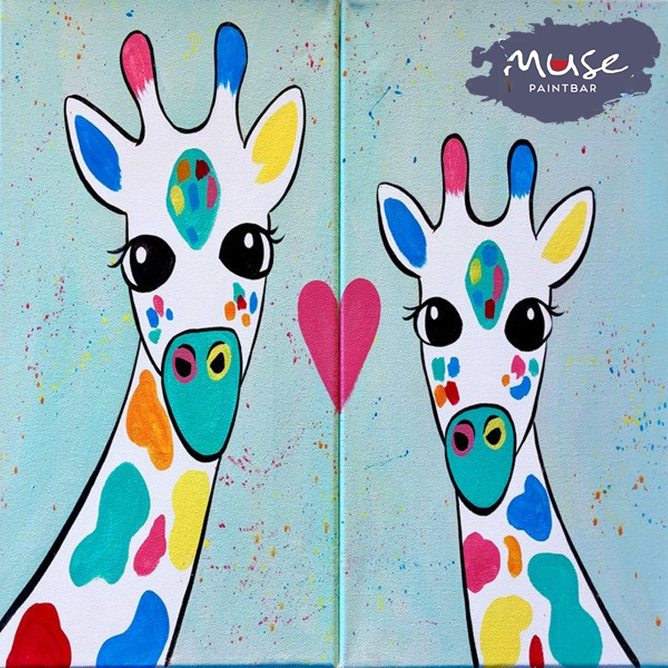 Mama Giraffe and calf Muse Paintbar