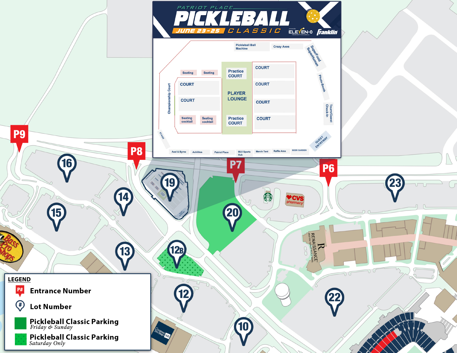 Patriot Place Pickleball Classic event map